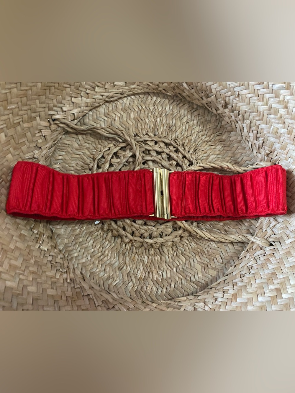 H&M Vintage 2010s Red Ruched Cinch Belt - Lanvin Era XS